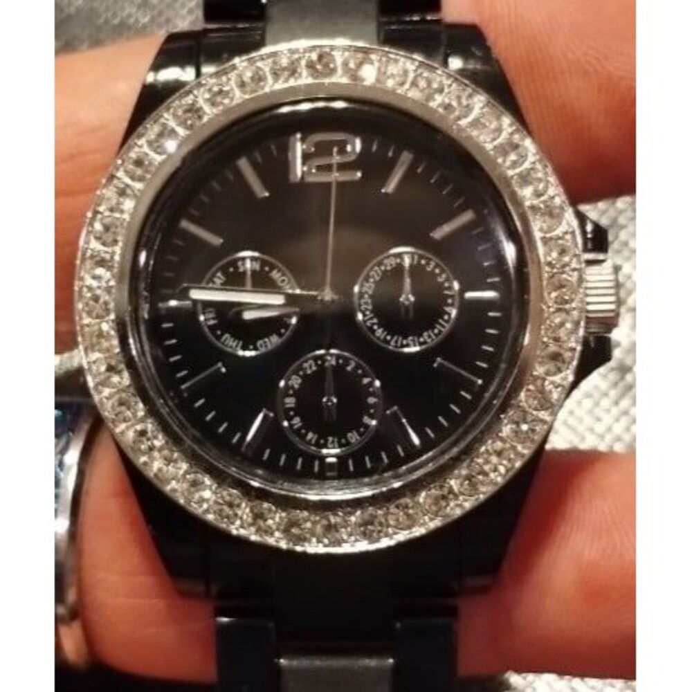 BLACK FMDCT383 WOMEN'S WATCH/1 PIECE BLACK BAND AND CLASP (NEW BATTERY)